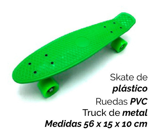 Skate Plástico Liso Verde 2442 1