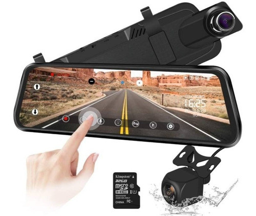 Espejo De 9  Dvr Con Camara Reversa Quantum Colocado 0