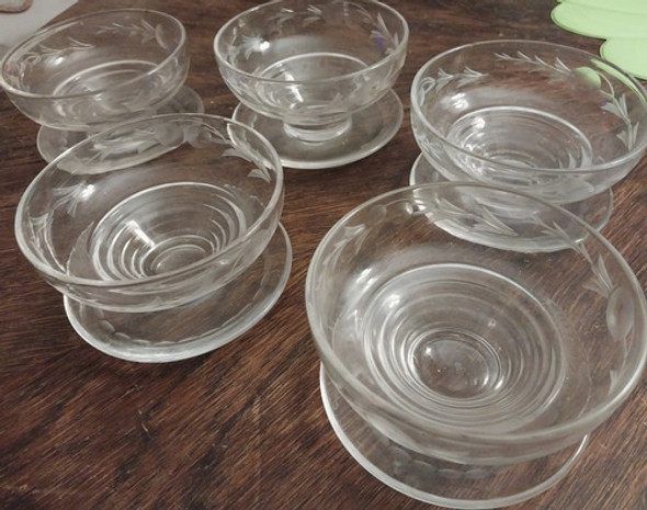 7 Compoteras Antiguas De Cristal Con Plato Adosado 1