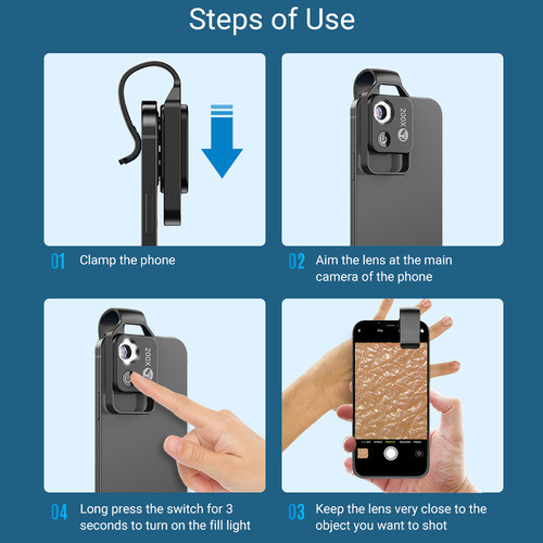 Microscópio Portátil Universal 200x Para Celular Com Luzes L 1