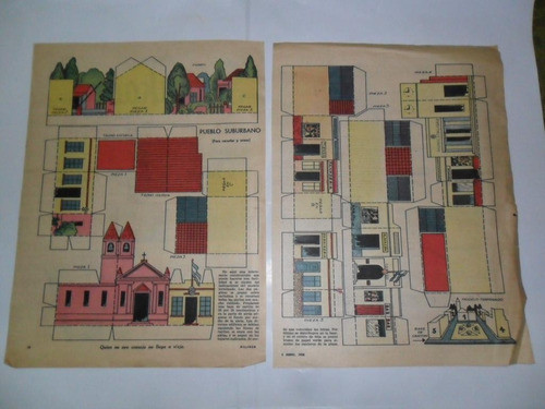 Pueblo Suburbano Para Recortar Y Armar Billiken 1958 0