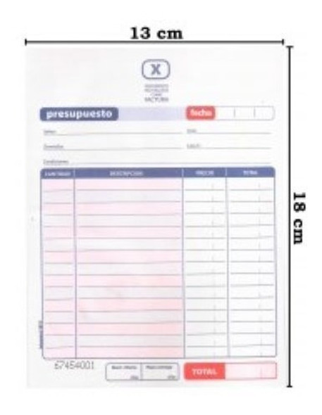 Talonario Husares Presupuesto Duplicado Cod 1813 Pack X 10 1