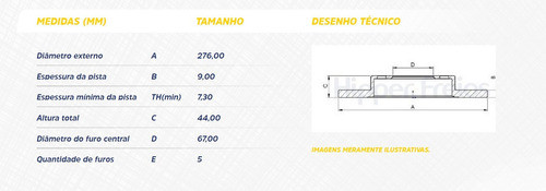 Disco De Freio Traseira 276mm Mercedes Benz A180 Cdi 1.8 16v 1