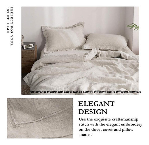 ~? Simple&opulence 100% Linen Duvet Cover Set Con Borde Bord 1