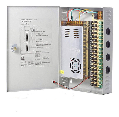 Fuente Con Caja Metalica Cctv 18 Canales 12v 20a 0