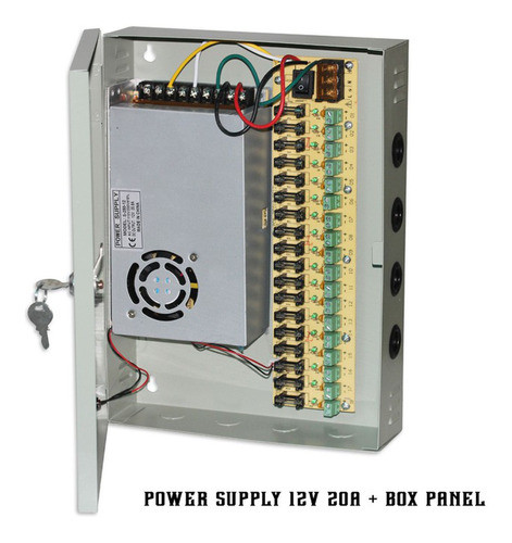 Fuente Con Caja Metalica Cctv 18 Canales 12v 20a 1