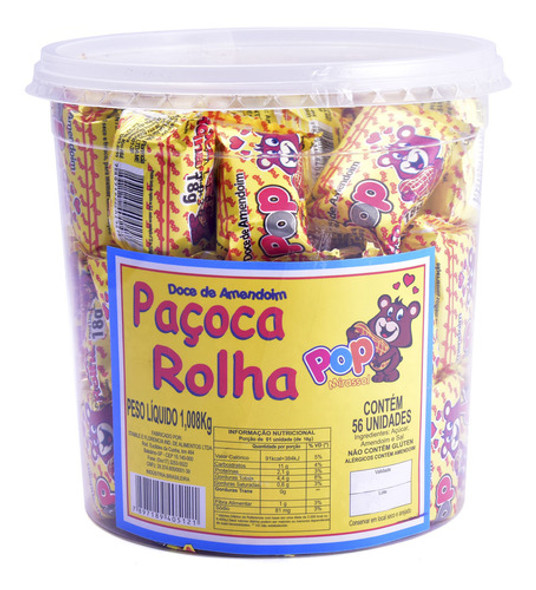 Paçoquinha Rolha 18 G Cada Unid Pote 1,008 Kg Pop Mirassol 0 Paçoquinha Rolha 18 G Cada Unid Pote 1,008 Kg Pop Mirassol 0