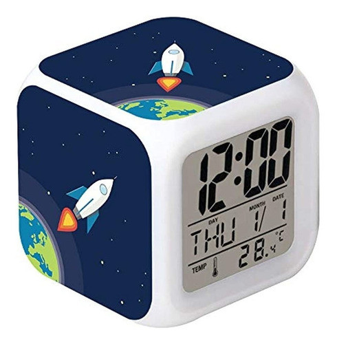 Cointone Led Despertador Rocket Space Pattern Creative Desk 0