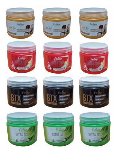 Baño De Crema Keratina + Botox + Coco + Acido 240g X 12uni 0