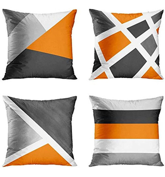 Emvency Juego De 4 Fundas Para Cojines Modern Abstract Strip 0