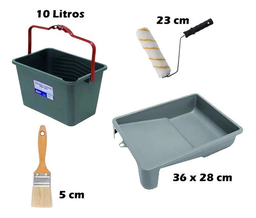 Pack Pintor Cubeta Balde + Bandeja + Rodillo + Pincel - Aym 1