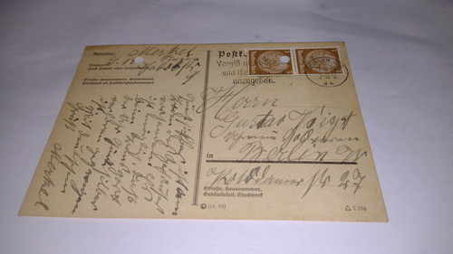 Alemania Postal Estampilla  Circulada Año 1934 3er Reich 0
