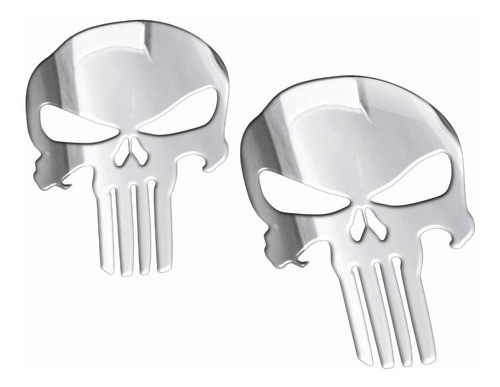 Par Adesivos Punisher Carro Moto Cromado Resinados Res29 Fgc 0