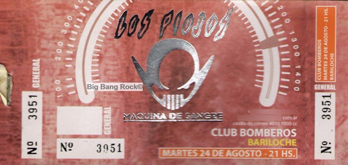 Entrada Los Piojos Boca Juniors 2005 ( Eshop Big Bang Rock ) 1
