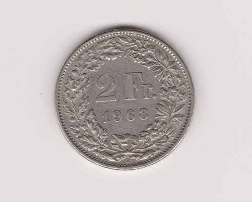 Moneda Suiza 2 Francos Año 1968 Muy Buena 0