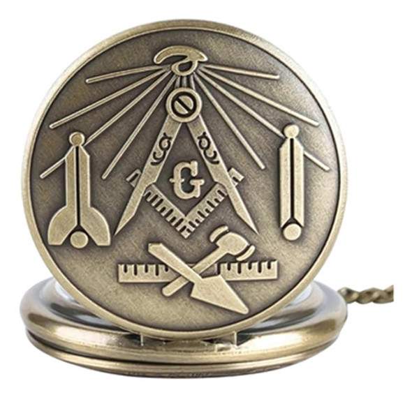 Relógio De Bolso Maçonaria Bronze Movimento Quartzo Antigo 1