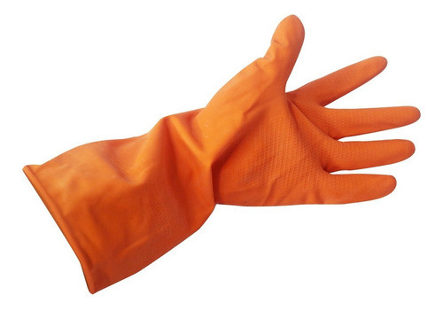 Guantes Limpieza Afelpados Latex Domestico Naranja 10 Pares 1