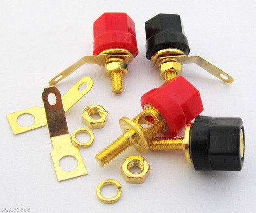 2pcs Hexagonal Pequeño Altavoz Oro Enlace Post 4mm Banana Ja 1