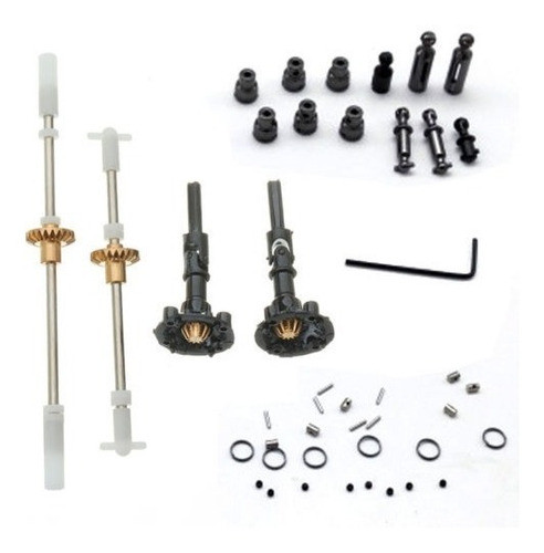 1set 1/16 Rc Coche Original Metal Gear Puente Eje + Eje De W 0