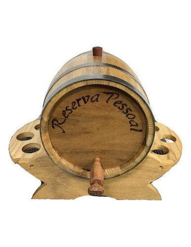 Barril Corote De Madeira Umburana 5 Litros Com Suporte Copo 1