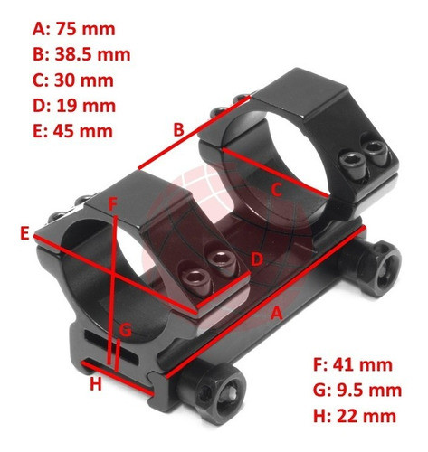 Montaje Cannon Monopieza 4059 De Aluminio, 30 Mm De Diametro 1