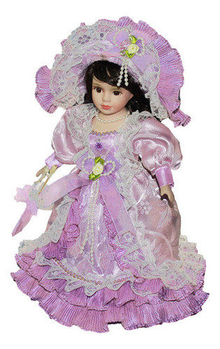 Boneca De Porcelana Vitoriana Elegante Feminina De 30 Cm Com 1