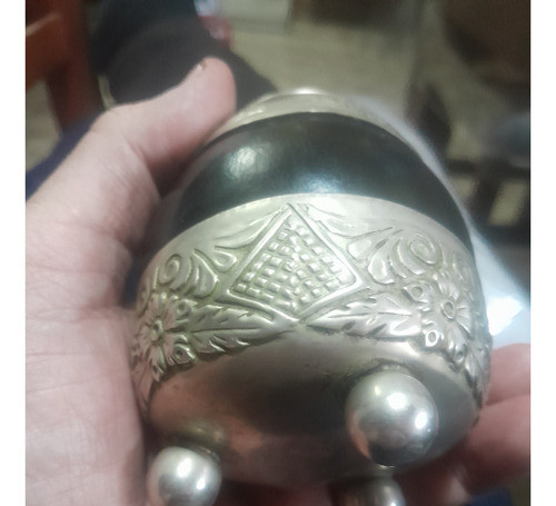 Antiguo Mate Alpaca Cincelado Oportunidad!!! 1