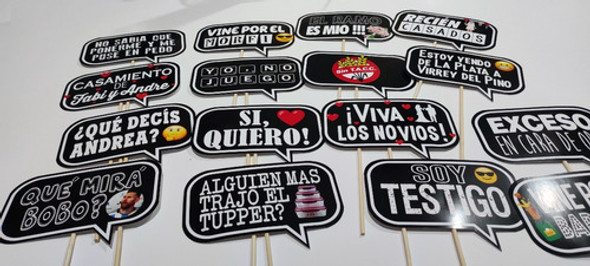 Cartelitos Deco Festejos Selfie Props Personalizados X16u 1 Cartelitos Deco Festejos Selfie Props Personalizados X16u 1