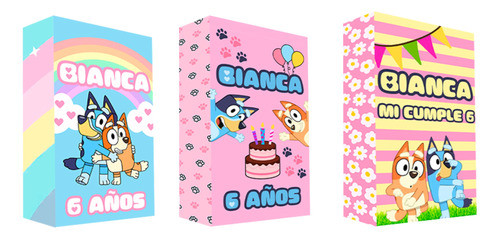 Bolsitas Cumpleaños Personalizada X20 Bluey Tonos Rosa 0