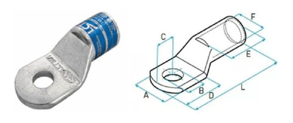 Terminal Desnudo Cobre Estañado 70mm Ojal 5/16 Por Unidad 1