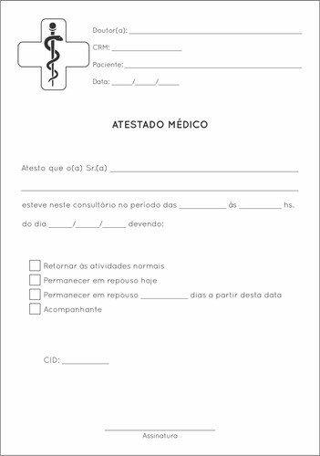 2 Blocos Atestado Médico (padrão Preto E Branco) 1