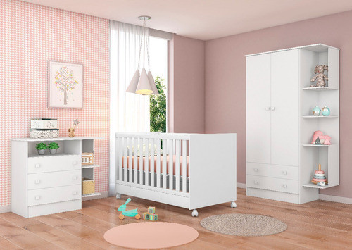 Quarto Completo De Bebê Berço Cômoda Guarda-roupa Doce Sonho 0