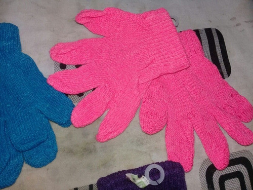 Guantes Lana Poliester Talle 4 - 8 Años Colores Lisos X 2 Un 1