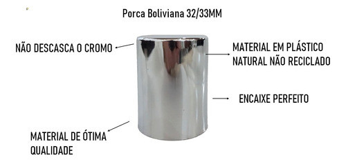 Kit 60 Capa Porca Boliviana Cromada Roda Caminhão 32/33mm 1