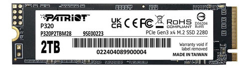 Disco Patriot Ssd M.2 Nvme 2tb P320 P320p2tbm28 0