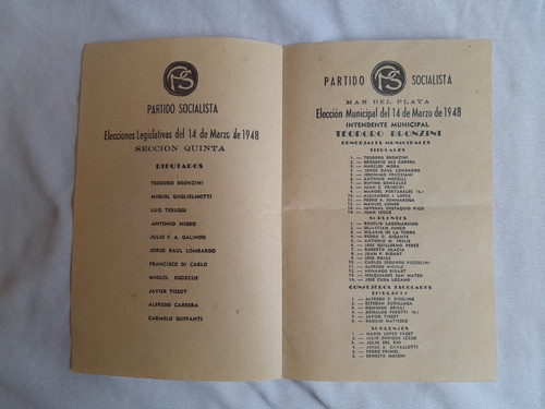 Boleta Electoral 1948, Intendente Mar Del Plata, Socialista 0
