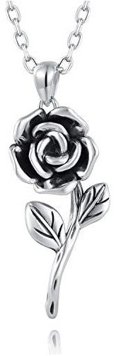 Collar De Flor De Rosa De Plata De Ley 925 Te Amo Para De De 0
