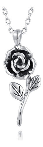 Collar De Flor De Rosa De Plata De Ley 925 Te Amo Para De De 0