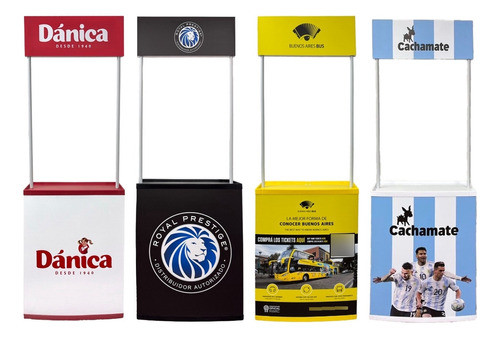 Mini Stand Amarillo Portatil 70cm Desarmable Con Grafica 1