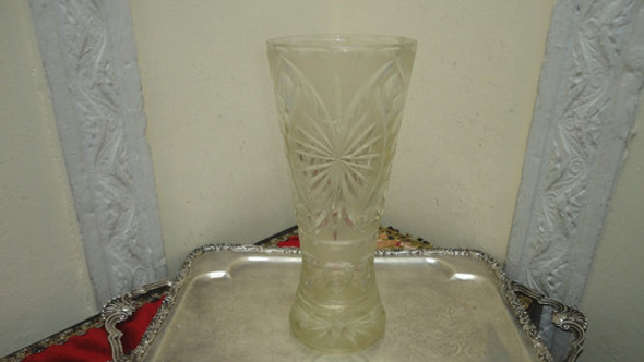 Fino Florero De Cristal Antiguo Impresionante Tallado Miralo 1