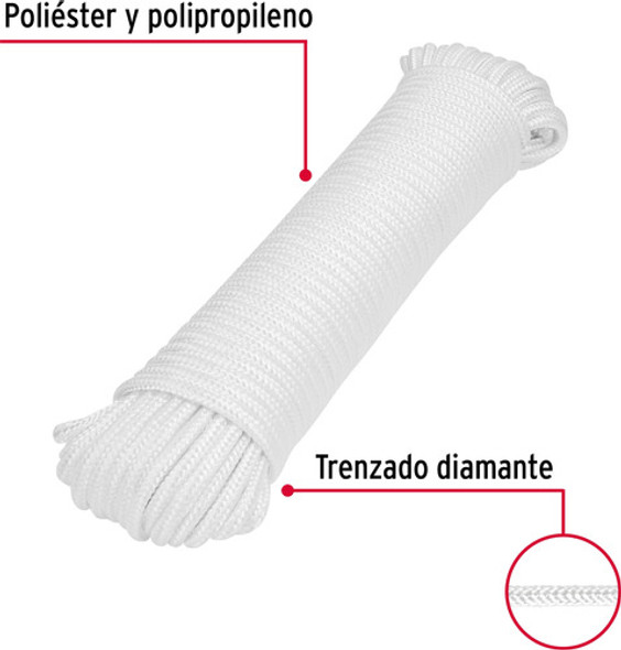 Cuerda Piola Poliéster Trenzada 5mm Blanca Rollo 30mt Fiero 1