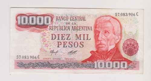 Billete Argentina 10.000 $ Bottero 2484 Excelente + 0