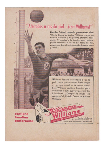 1949 Futbol Brasil Arquero Oberdan Cattani Hoja Publicidad 0