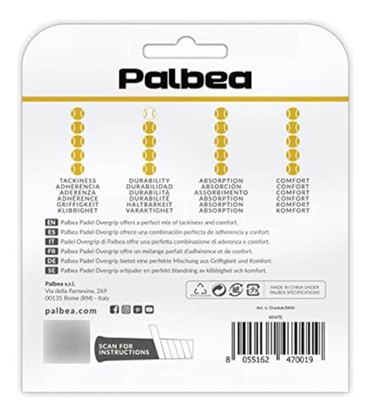 Palbea White Padel Overgrip - Paquetes De 1