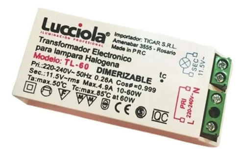 Trafo Transformador Electronico 60w Dimerizable Lucciola 0