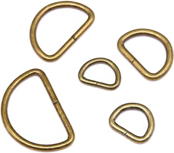 100 Anillos En D Para Bolsos, Carteras, 5 Tamaños - Bronce 0