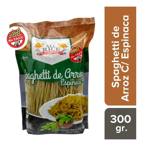 Fideos All Rice Spaghetti De Arroz Con Espinaca 300gr. X3 0