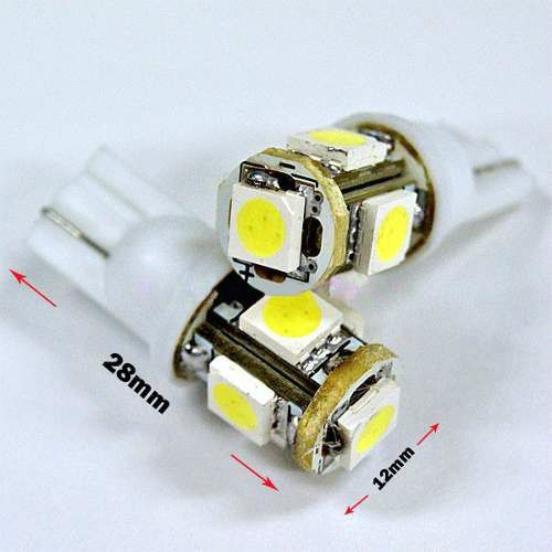 Lampara T10-12 V 5 Leds Auto Tuning Posicion Tablero Bca.x1 1