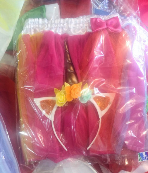 Kit Tutú + Vincha Niña Disfraz Unicornio Multi T3 X12 1