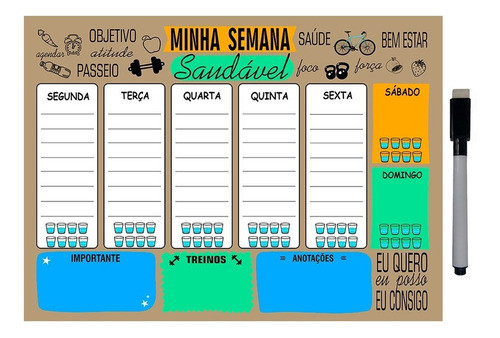 Planejador Semanal Vida Saudável  20x26cm + Caneta - Pp13 0